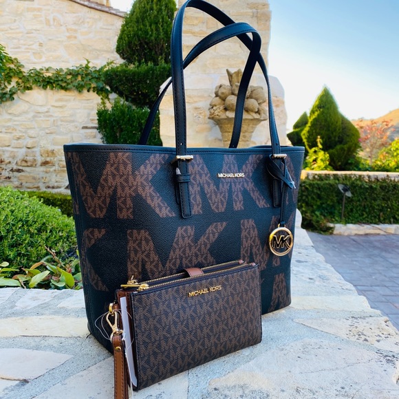 NWT Michael Kors Jet Set Mk Tote&wallet signature - Picture 2 of 11